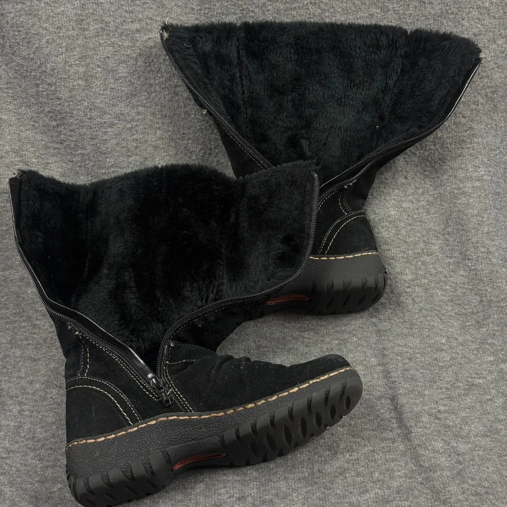 BareTraps Bakan Women 8M Black Suede‎ Faux Fur Lined Mid Calf Boots Cozycore